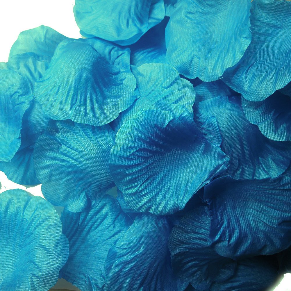 AEXGEDark Turquoise Blue Silk Rose Artificial Flower Petals