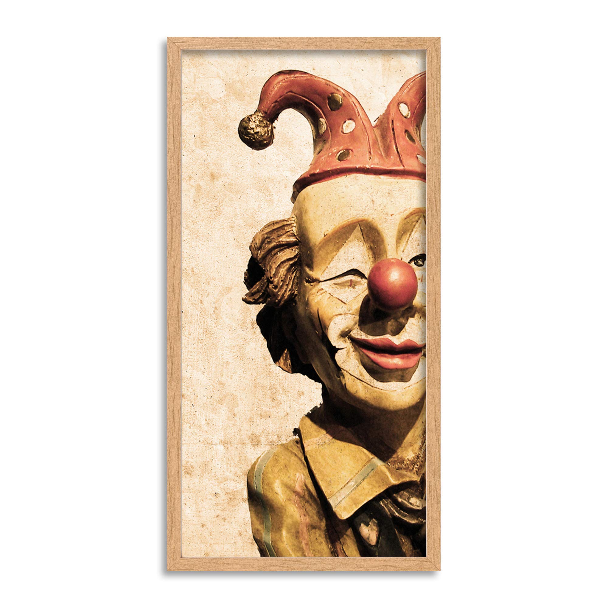 Wee Blue Coo Vintage Circus Clown Doll Model Long Panel Framed Wall Art Print