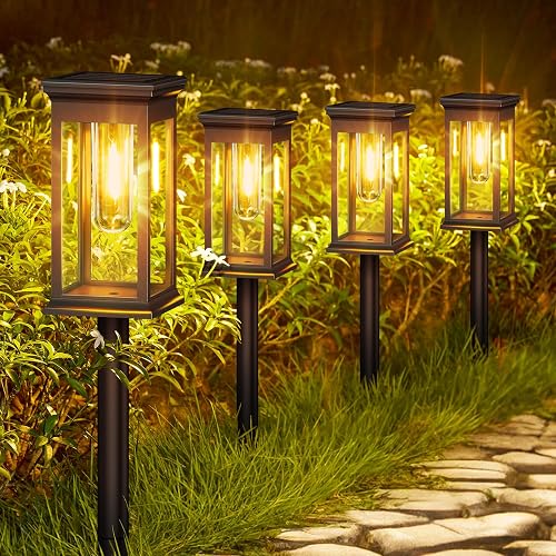 TuyLuxe 6 Stück Solarlampen für Außen Garten, Stilvoll Solarleuchten für Außen mit 3000K Warmweiß LED, Längere Arbeitzeit, Wasserdicht Solar Gartenleuchten für Rasen, Terrasse, Hof, Deko Geschenke