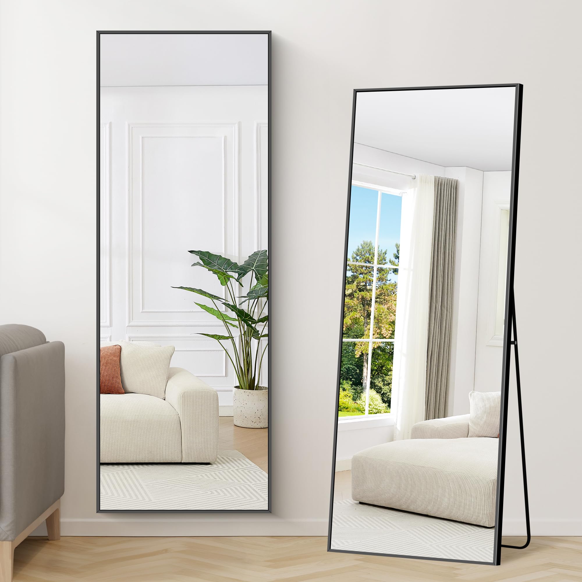 Weare Home Miroir Pleine Longueur Rectangulaire 165 x 60 cm Cadre en Métal Noir