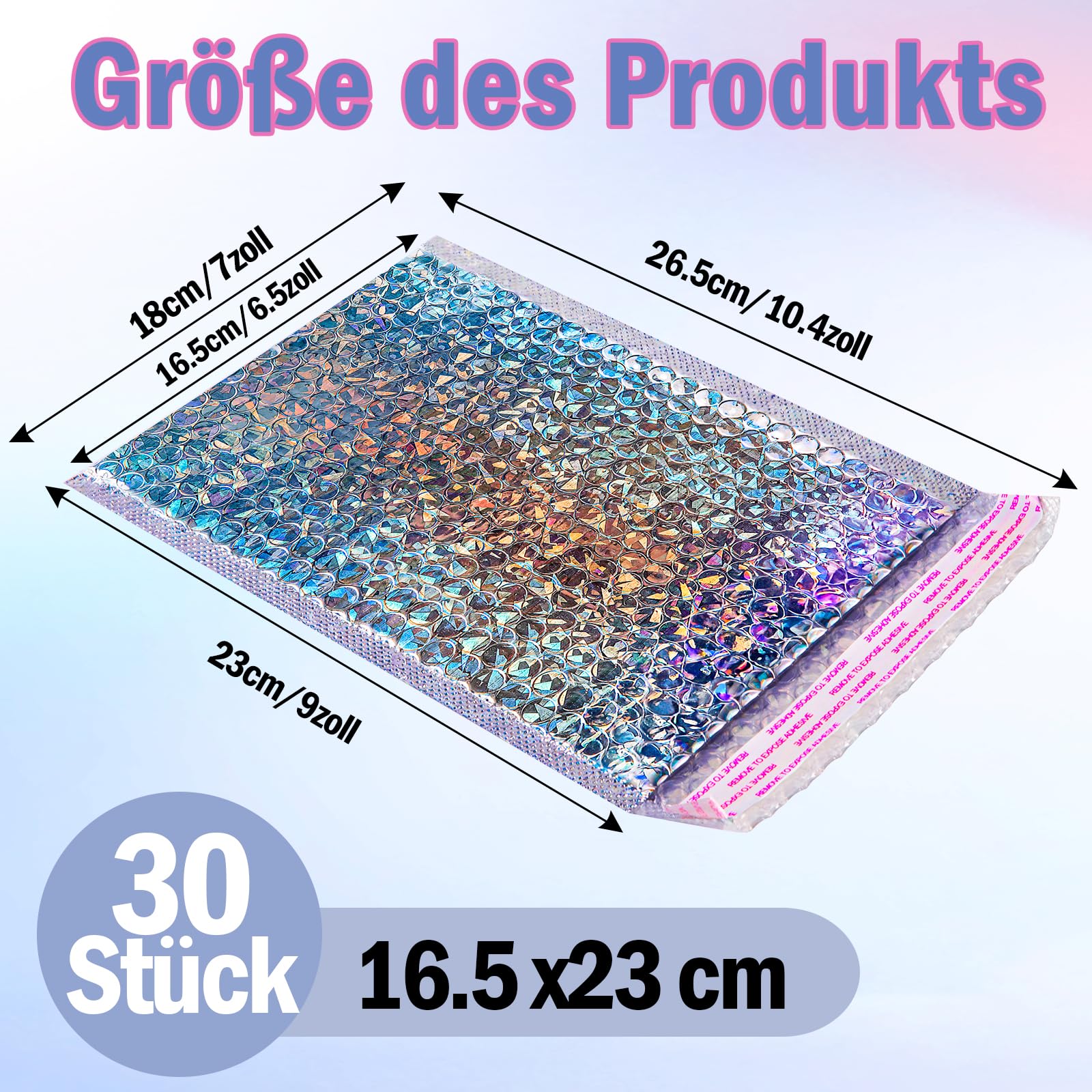 30 Stück Luftpolsterumschläge,16.5x23cm Farbige Luftpolstertaschen,Gepolsterte Umschläge Bubble Lined Poly Mailer,Selbstklebende Gepolsterte Umschläge für Verpackung Warensendung Postversand