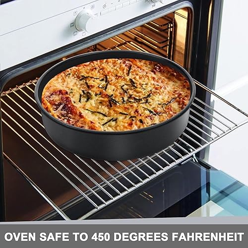 Miniatura 5 de E-far Molde para pasteles de 8 pulgadas, 4 moldes redondos antiadherentes para hornear pasteles para bodas, cumpleaños, pasteles de capas, núcleo de