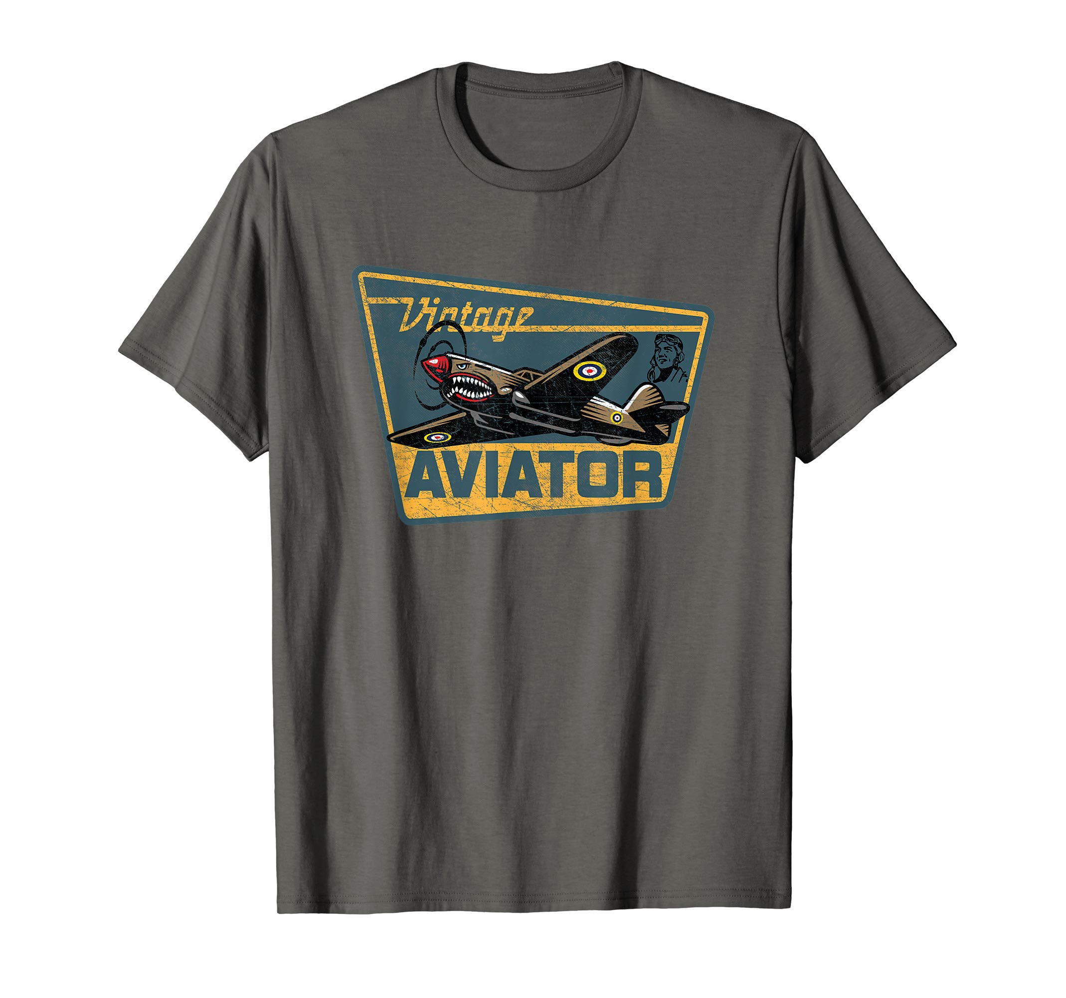 WW2 Vintage Aviator Airplane Aircraft Pilot P40 Warhawk Gift T-ShirtOEKO-TEX STANDARD 100