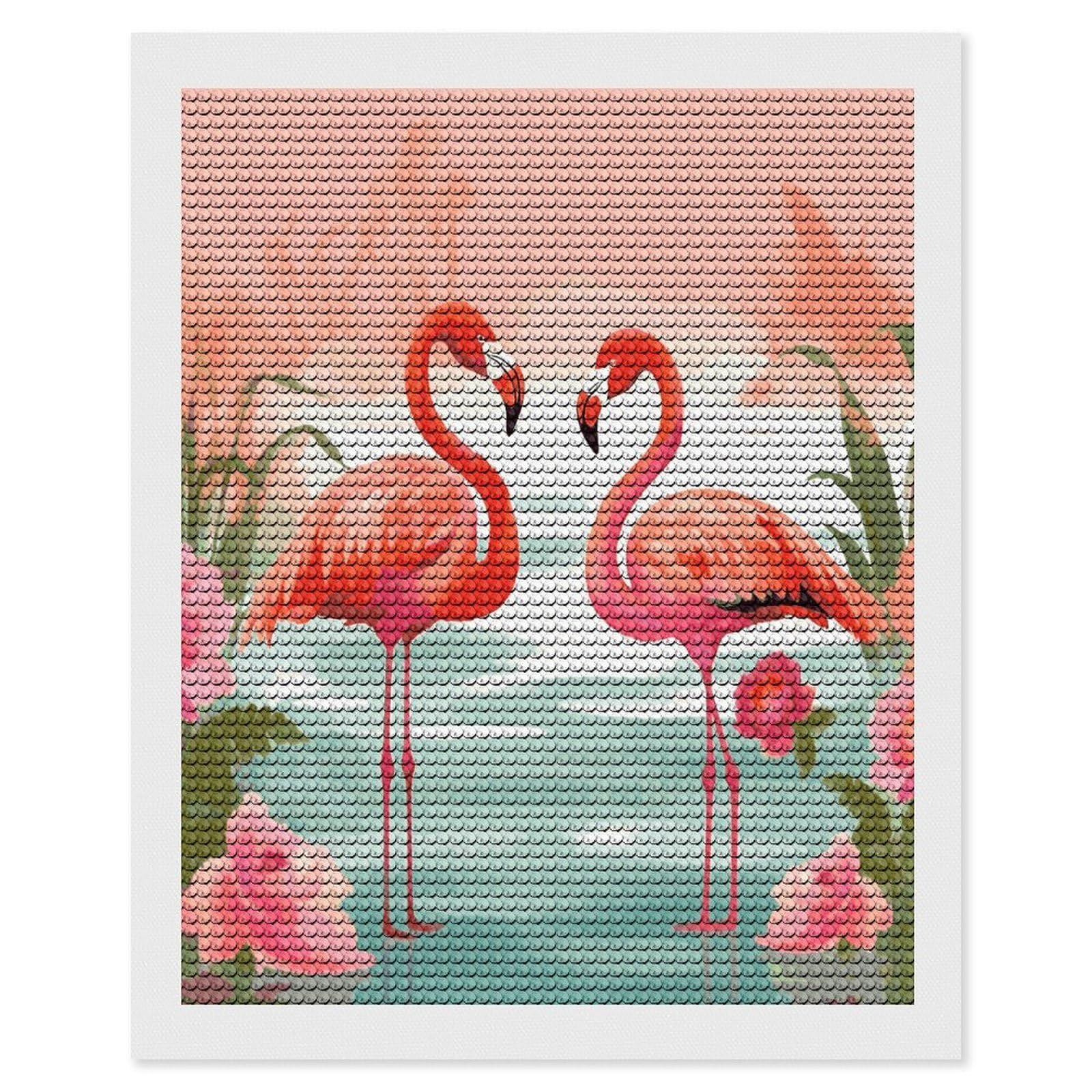 LDGSUPH Two Red Flamingos Diamond Painting Kits for Adults Paint with Diamond Pictures Art DIY Full Drill Diamond Dots Painting Personalized Diamond Photo for Home Wall Decor Gift 16"x20"
