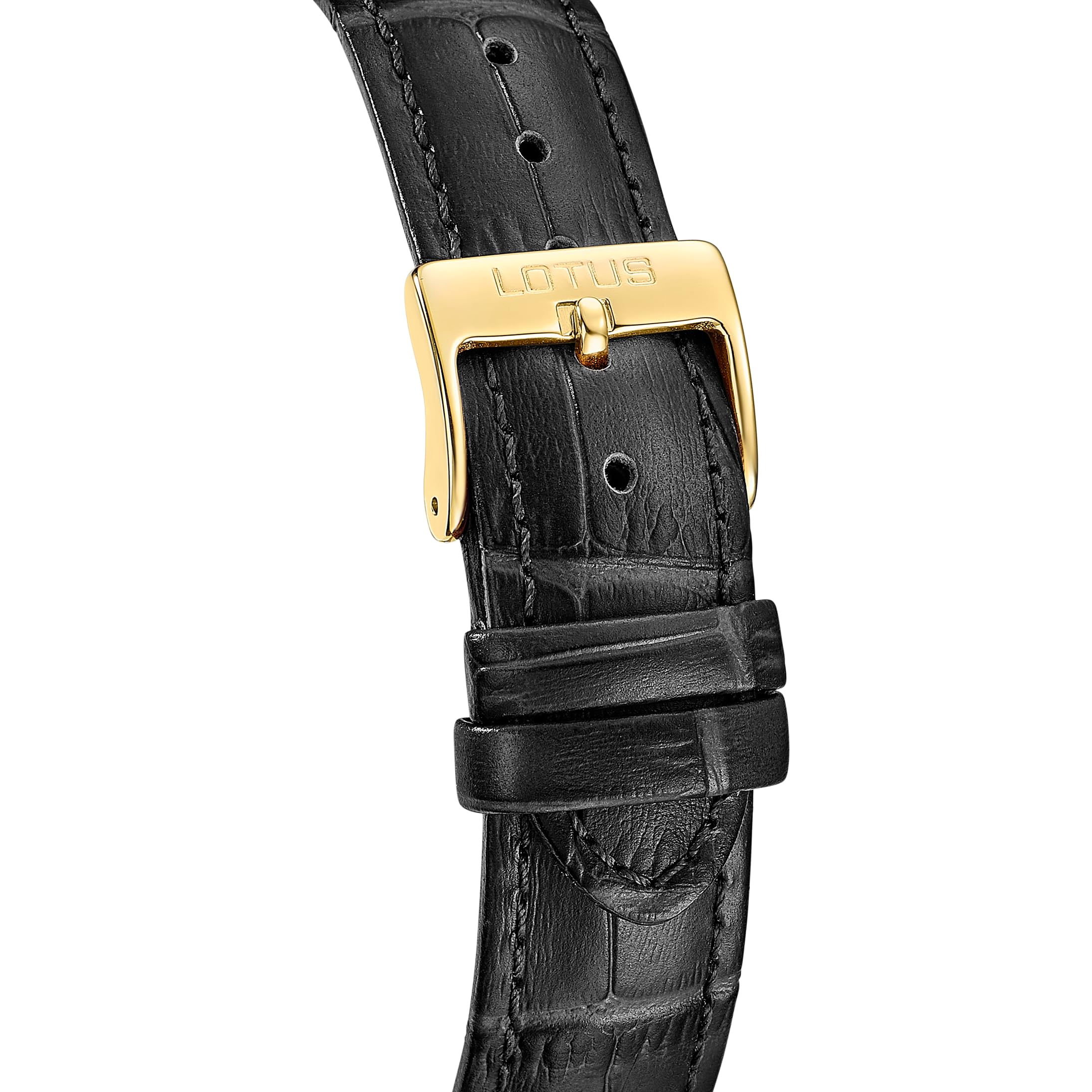 LOTUS Reloj Hombre Analógico de Acero Inoxidable y Cuero Negro