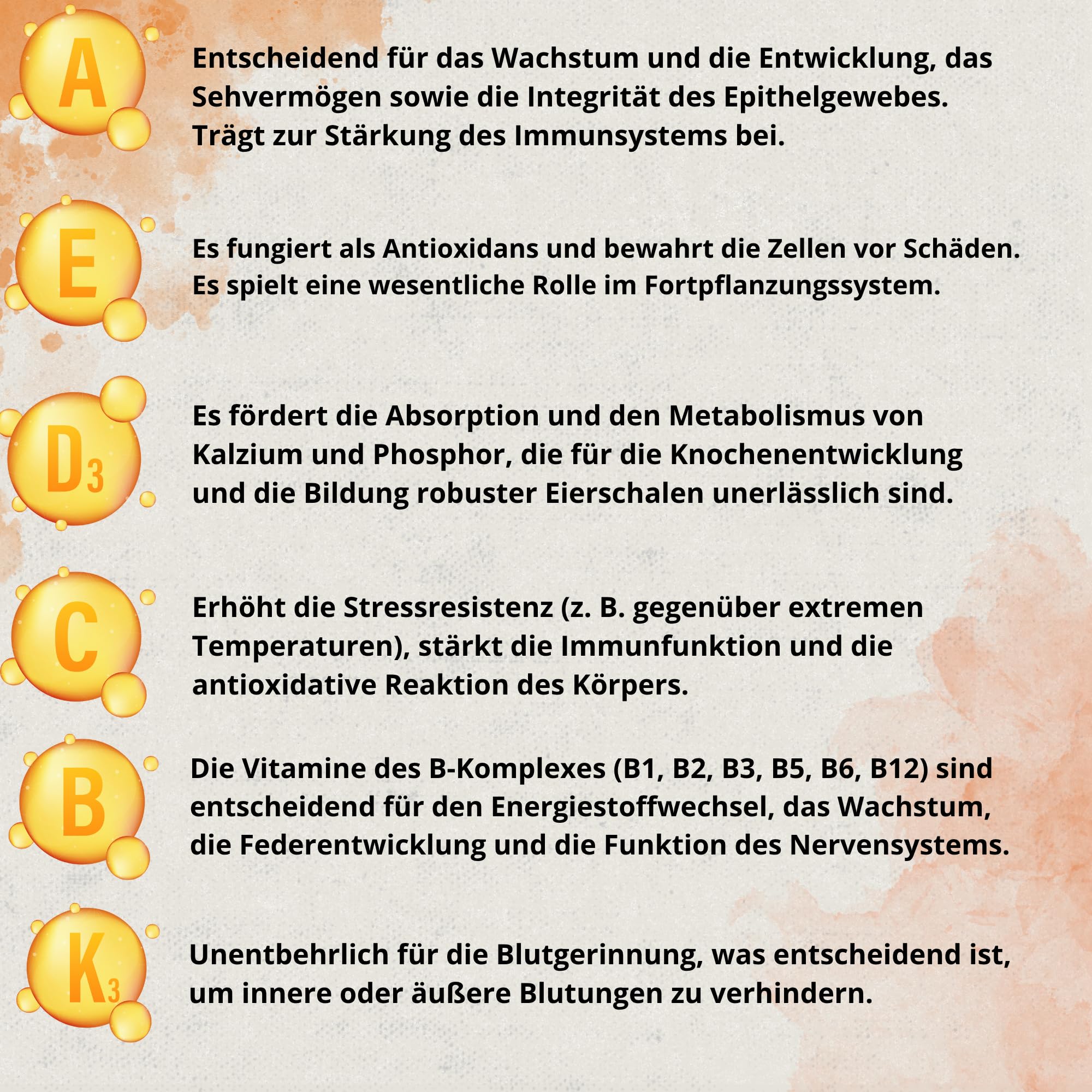 Hühner Vitamine 6-in-1 500ml | Vitamin A-E-D-C-B-K für Hühner Winter & Mauserhilfe | Ergänzendes Futter für Hühner, Küken und Exoten | Vitamin ADEC + mit Dosierer
