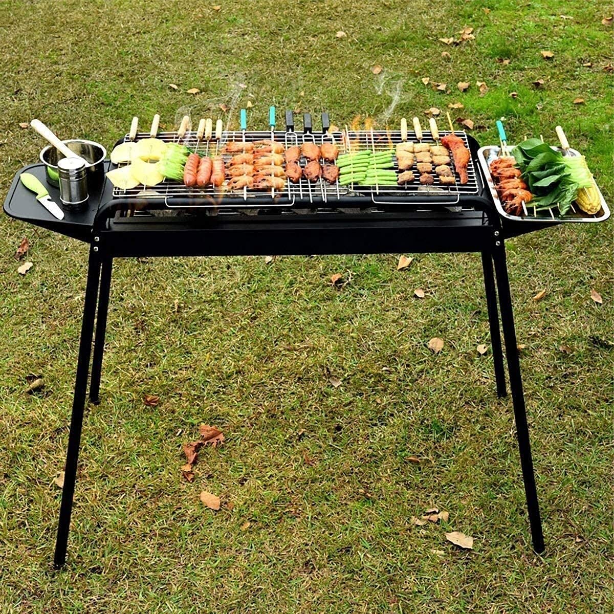 Barbacoa Parrilla Barbacoa Parrilla De Carbón Ahumador Barbacoa Plegable Portátil para Cocinar Al Aire Libre Camping Senderismo Picnics Tamaño Grande para 5-10 Personas