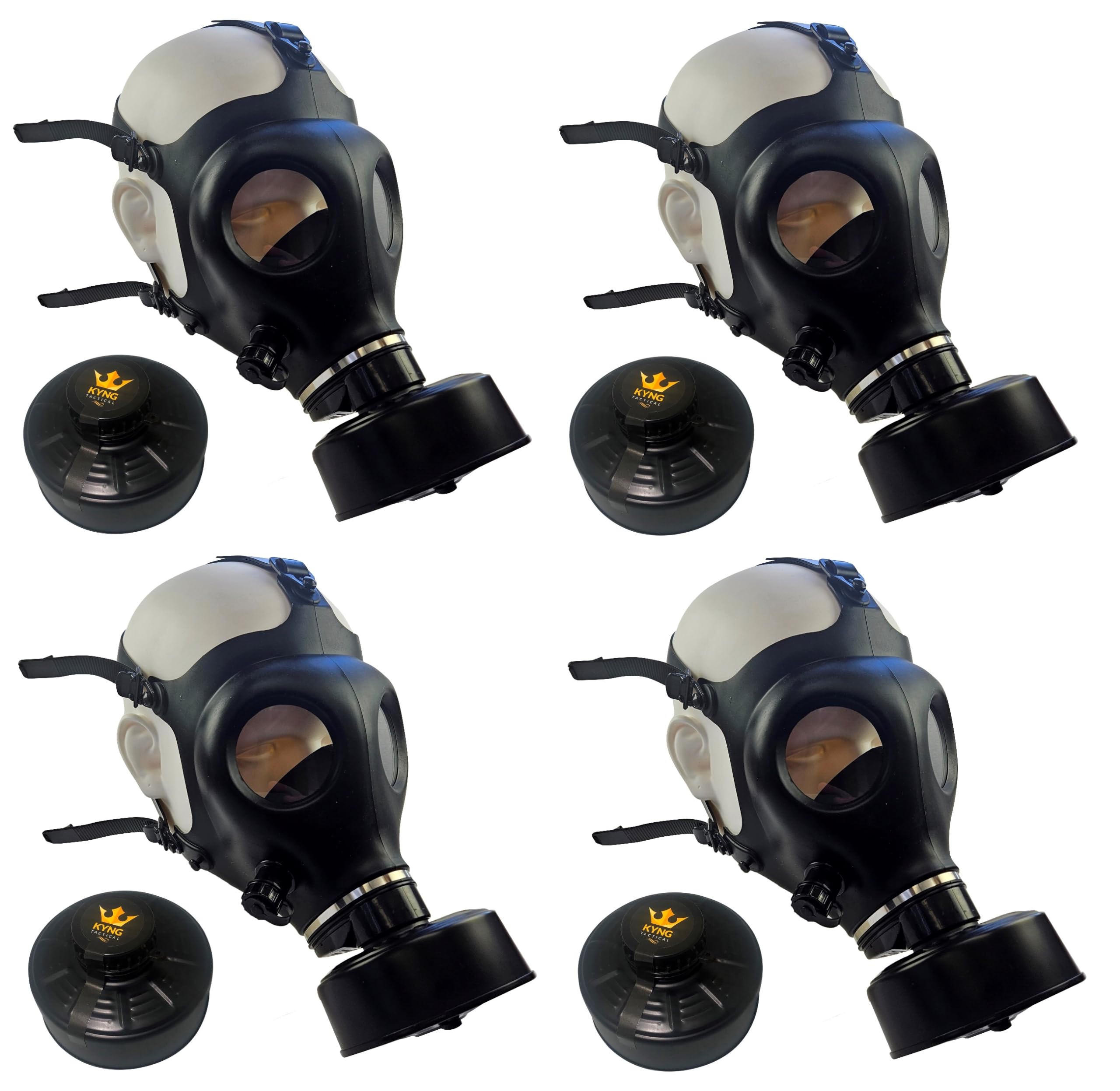 KYNG Gas Mask Face Mask Respirator (4 piece combo) Mask Protection w/Premium Black 40mm Premium FILTER Canister For Halloween, Prepping, Emergency Preparedness, ONE SIZE FITS ALL