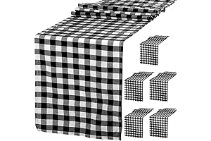 Elegant Buffalo Check Table Runners 14x72inch Black and White