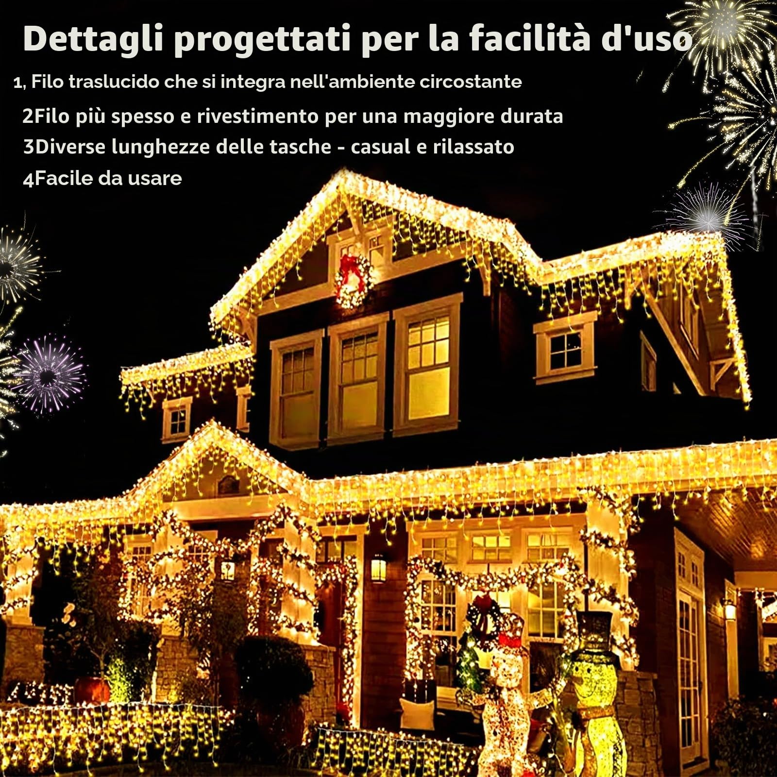 Solari Luci da Esterno,10M 336 LEDs Luci di Natale a Forma di Ghiacciolo | 8 Modalità, Telecomando Impermeabile, Solari a Forma di Ghiacciolo per Giardino, Decorazioni, Festa, Nuziale