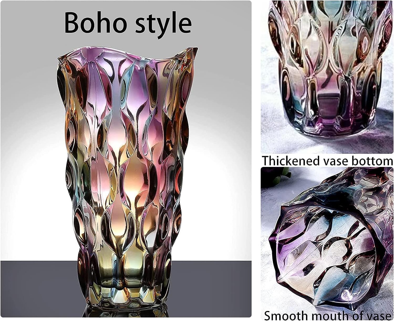 CEMABT 24 cm Blumenvase 3.4 lbs Thickened Vase für Tulpen- Geschenke für Mama zum Geburtstag,Geschenkideen Mutter Glasvase für Blumen Klarglasvase Dekorativ für Hochzeiten(Farbig Akzentuieren)