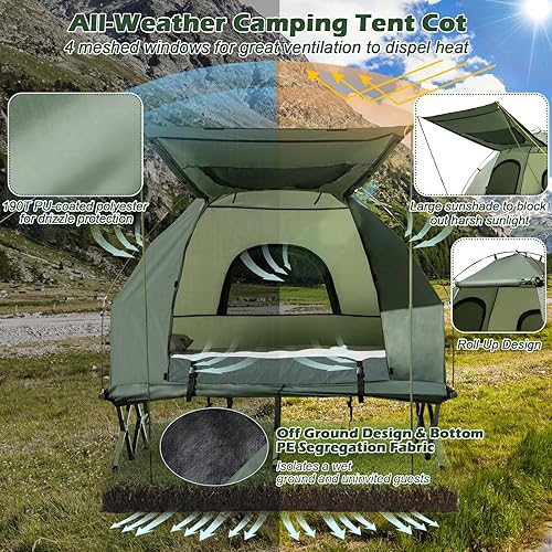 Miniatura 4 de Tangkula - Tienda de campaña 5 en 1, con toldo, colchón de aire, saco de dormir, almohada de aire, con bolsa de transporte, para senderismo, al aire