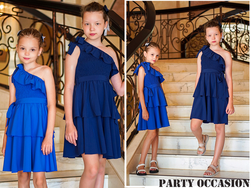 Amazon.com: Danna Belle Green Dress for Girls Party One Shoulder Girl Dress  Summer Layered Skater Dresses Size 6: Clothing, Shoes & Jewelry