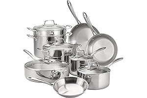 Tramontina Premium Tri-Ply Stainless Steel Clad 14-Piece Cookware Set with Lids