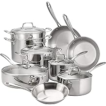 Tramontina Tri-Ply Clad Stainless Steel 14-Piece Cookware Set with Glass Lids, Pots and Pans Kitchen Set, Induction-Ready, Dishwasher-Safe, NSF-Certified