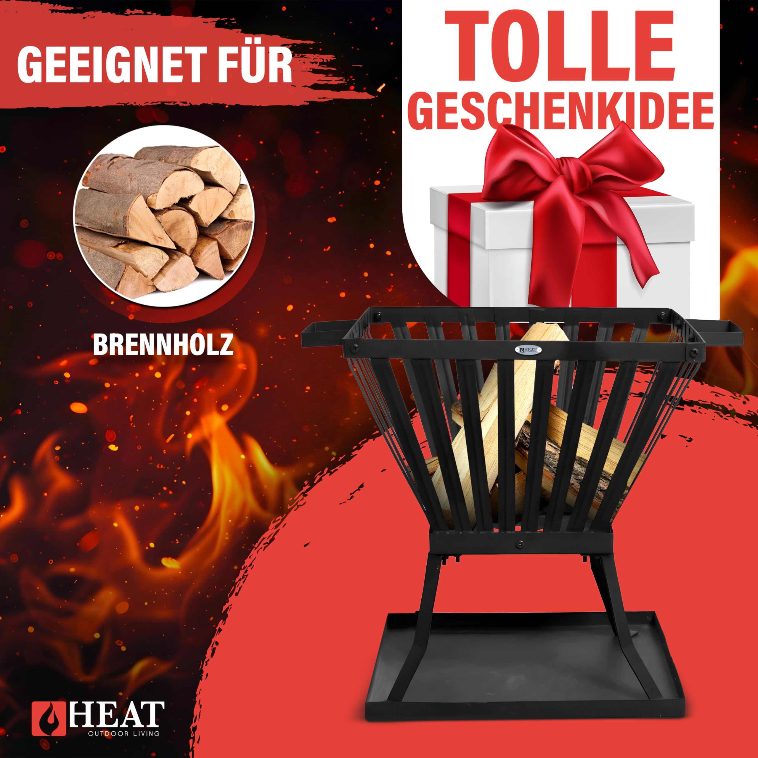 Feuerkorb - Feuerkorb für den Garten - Feuerstelle Outdoor - Feuerschalen & Feuerkörbe - Feuertonne - 40x40x45cm Schwarz