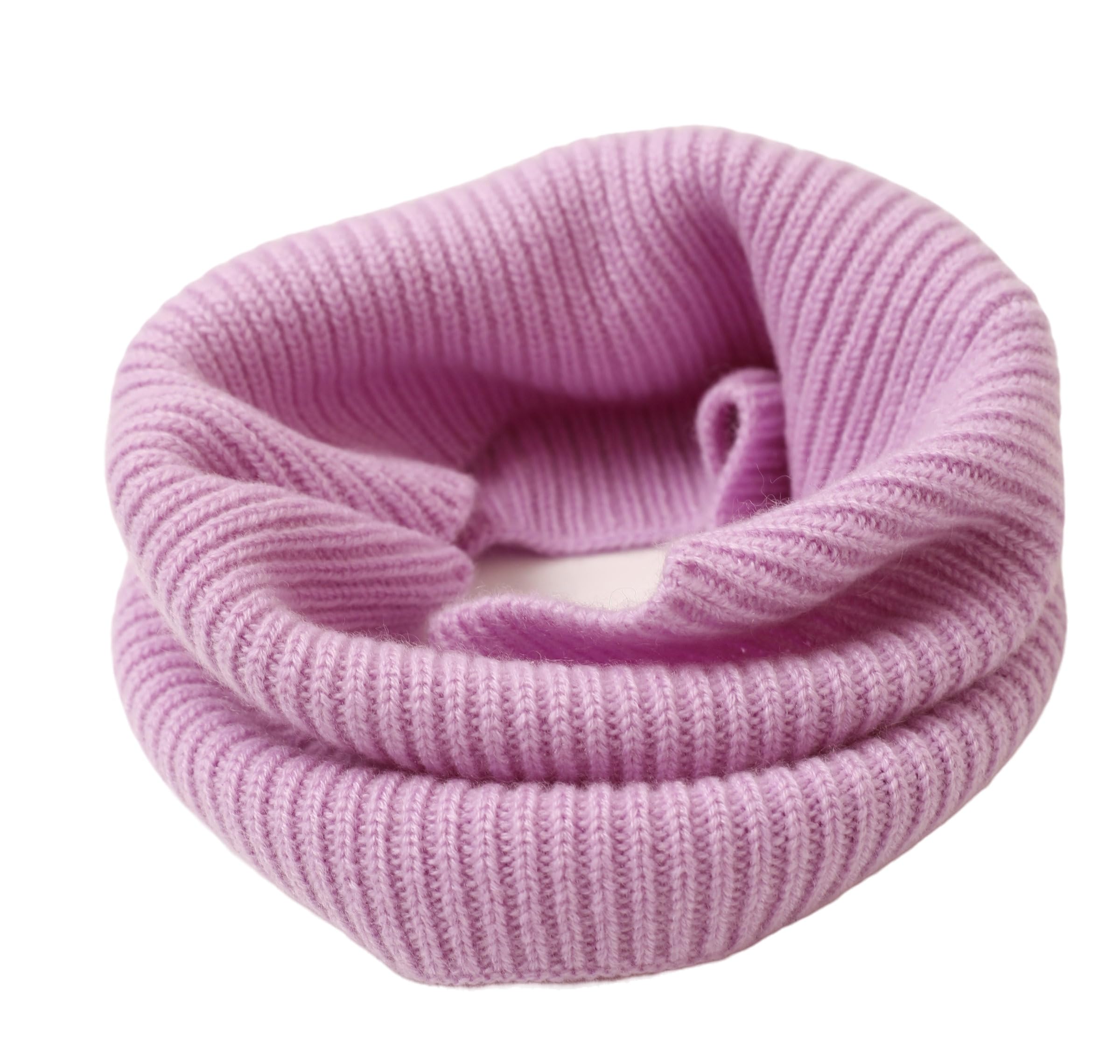 Prettystern Unisex Purple Ribbed Knit Men's Women's Cashmere Loop Scarf Cashmere Collar Insert Round Scarf Winter Turtleneck Tube Scarf, One Size