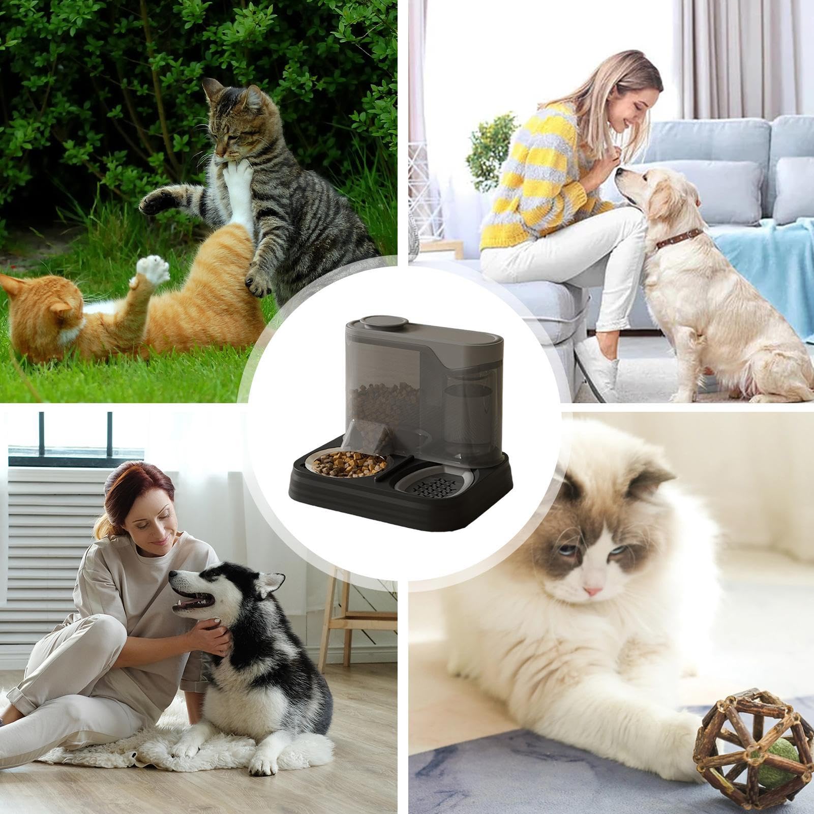 Dispenser Automatico Per Cibo Per Cani, Serbatoio per Cibo Animale di Grande Capacità, Alimentatore Multifunzione 2 in 1 per Case con Più Animali e Ambienti Domestici