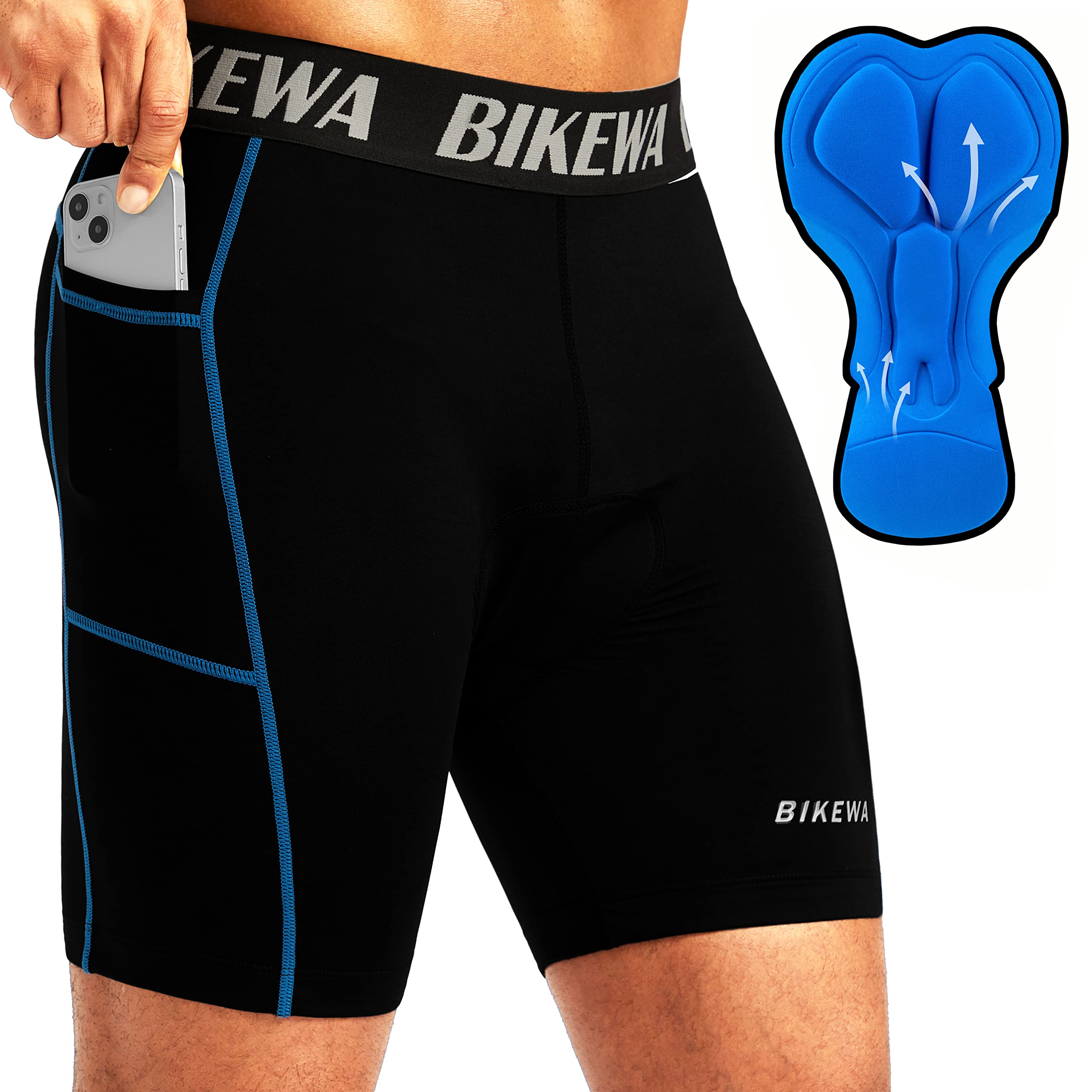 Men's 4D Padded Bike Shorts Cycling Underwear Biking Bicycle Padding Shorts for Men Side Pockets