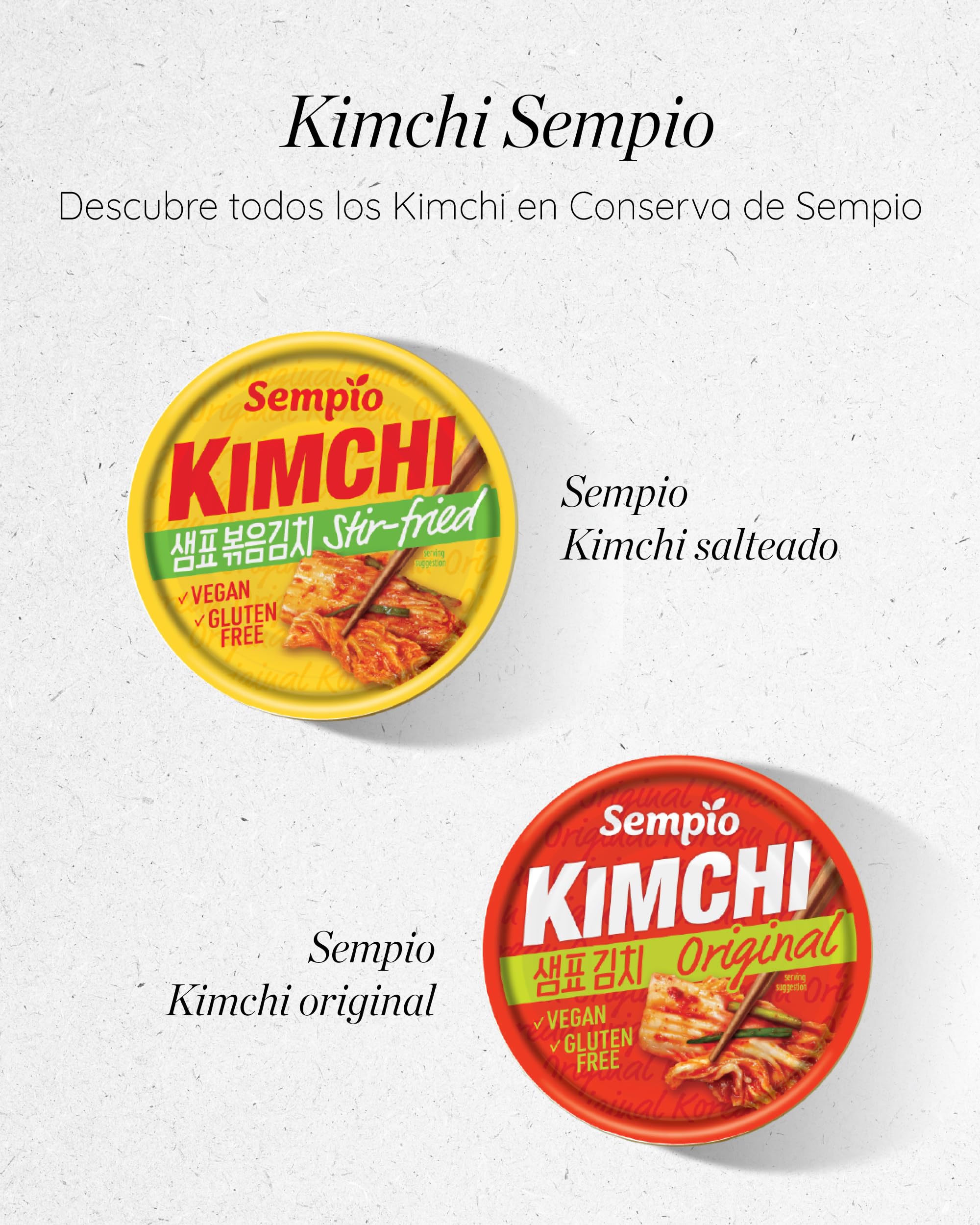 Kimchi en Lata Sempio (Salteado, 160g) - Auténtico Repollo Napa Coreano en Lata Vegano, No Transgénico