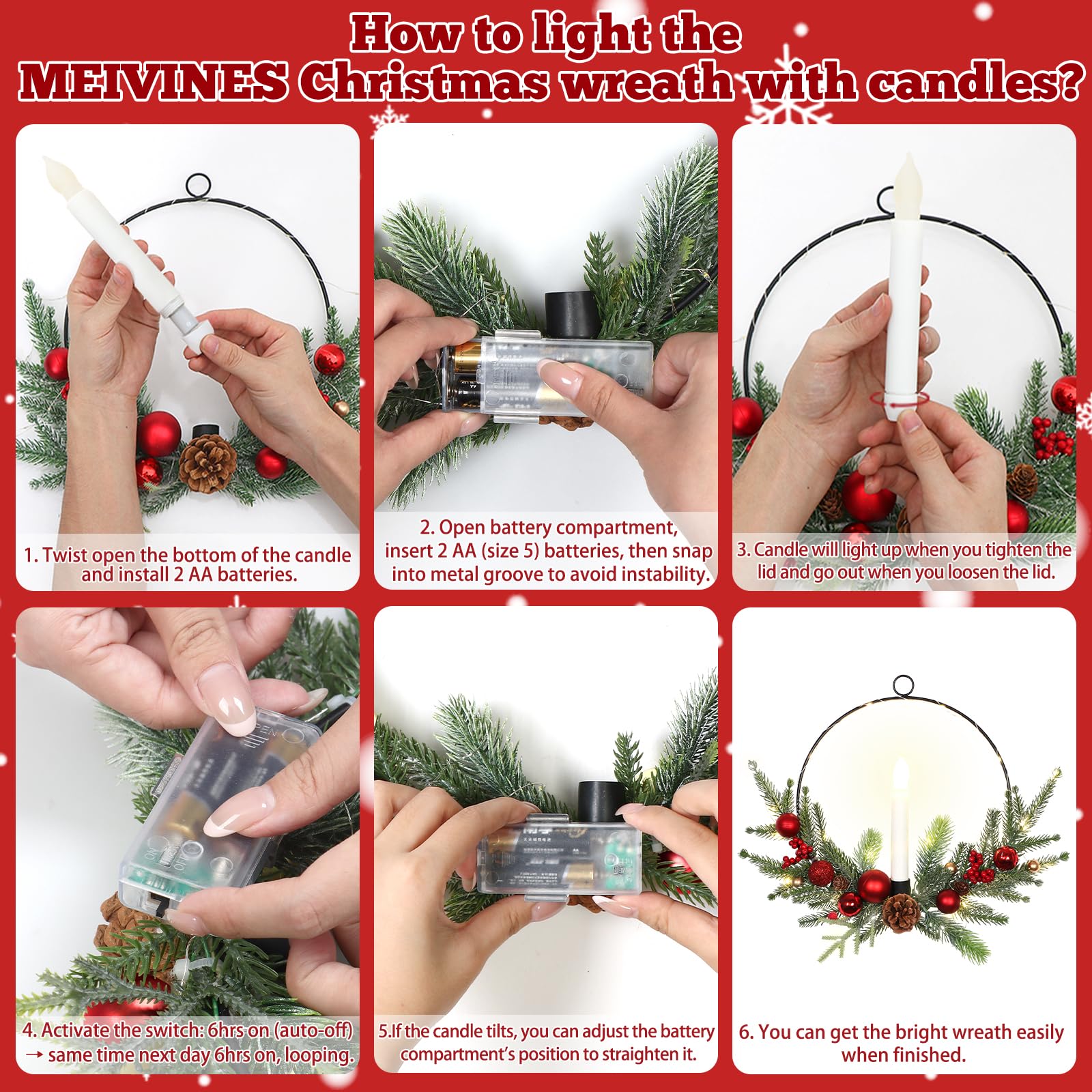 Dremisland Juego de 2 Corona Navidad Puerta con Luces 40cm Coronas de Navidad con Velas Corona de Adviento con Piñas Bayas Guirnalda Navidad Corona Artificial Decoración Navideña Chimenea Ventana