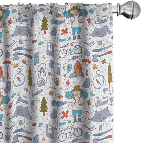 Miniatura 10 de Lunarable Cortinas amarillas, inspiradas en el picnic de los años 50, 60 y 70, diseño de lunares retro con estampado de lunares, tratamientos de