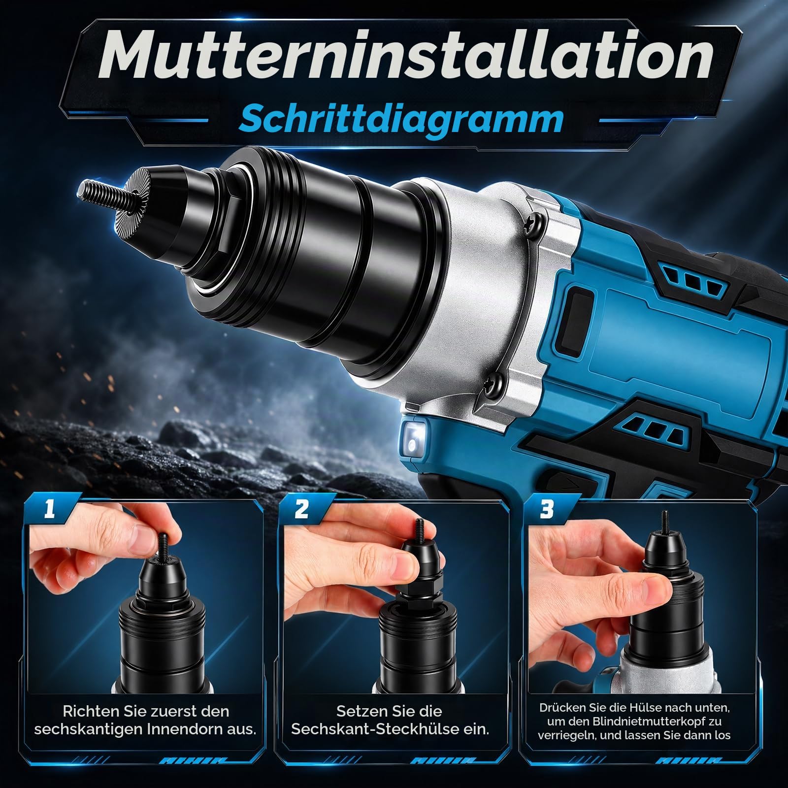 Akku Nietzange bürstenlos für Makita 18V,Elektrisches Nietwerkzeug