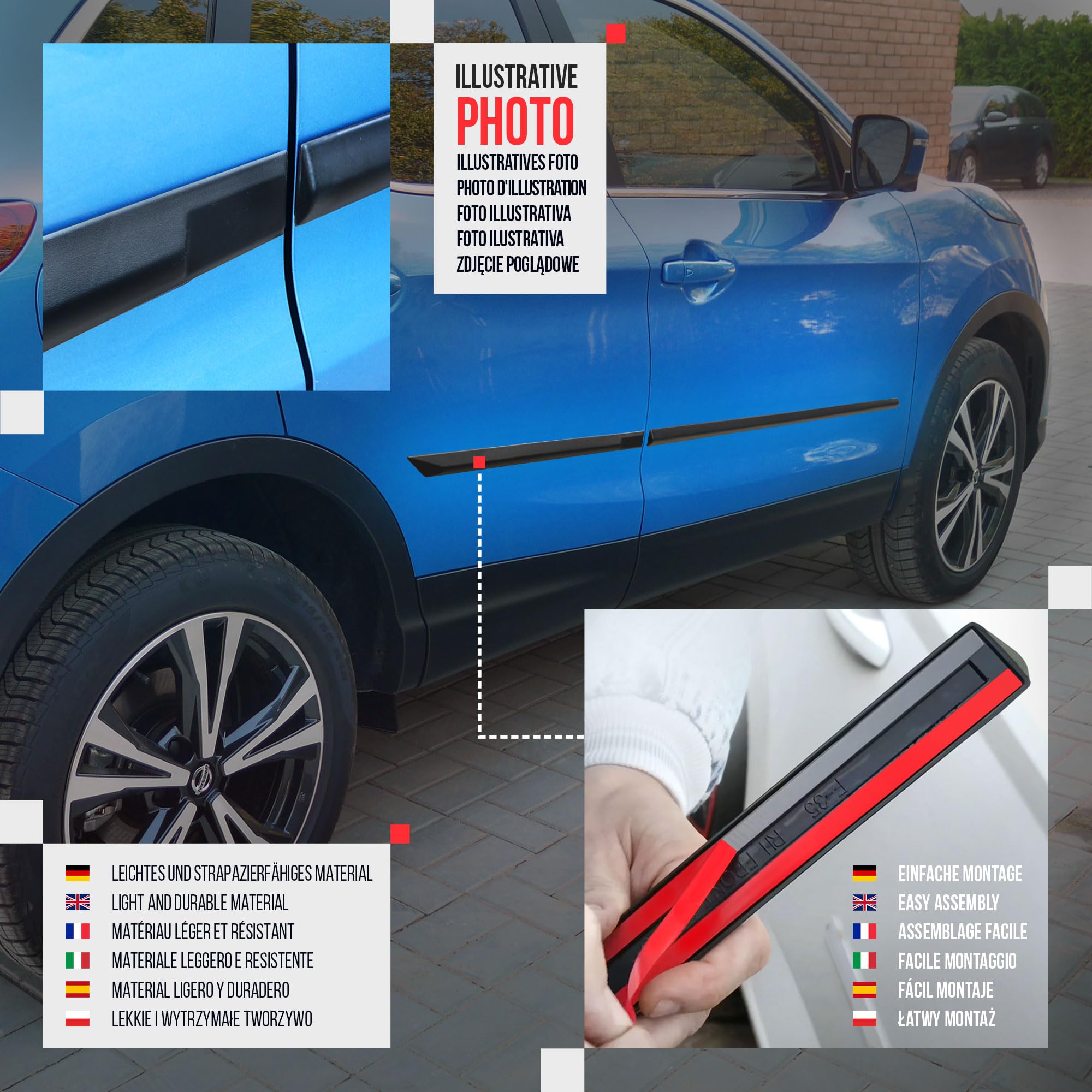 CHROMEMASTER | Molduras Protectoras Laterales para Puertas de Coche | Compatibles con Audi Q3 2011-2018 | El plastico | Molduras protegen Las Puertas del Coche de daños