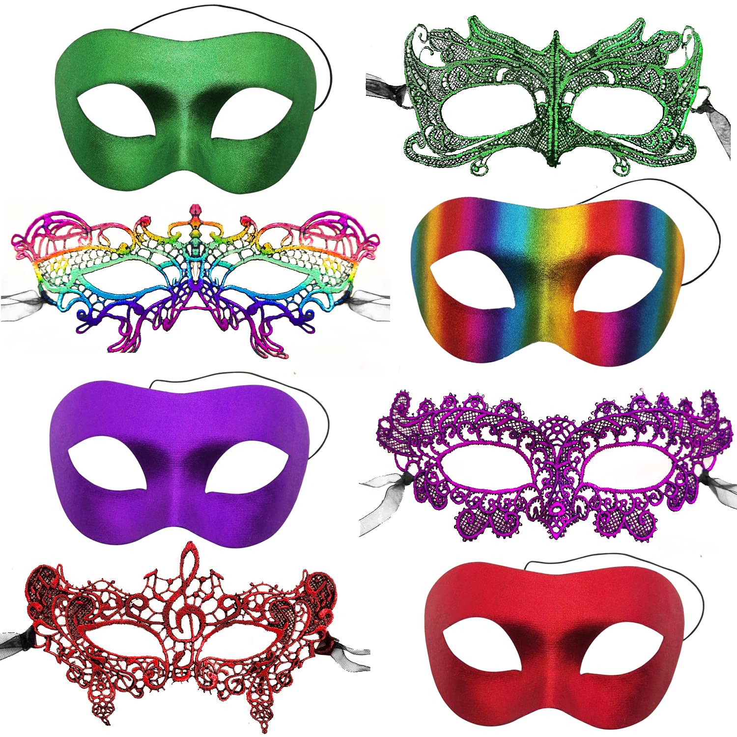 NYMANY 8 Pcs Couple's Lace Masks Men Women's Sexy Eye-mask for Ball Party Venetian Masquerade Costume