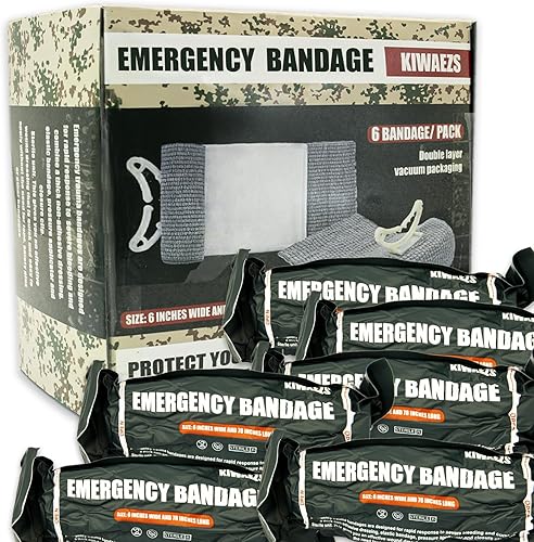 Miniatura 8 de KIWAEZS Vendaje de emergencia de estilo israelí, 6 pulgadas, sellado al vacío estéril, kit de primeros auxilios táctico de combate, suministros