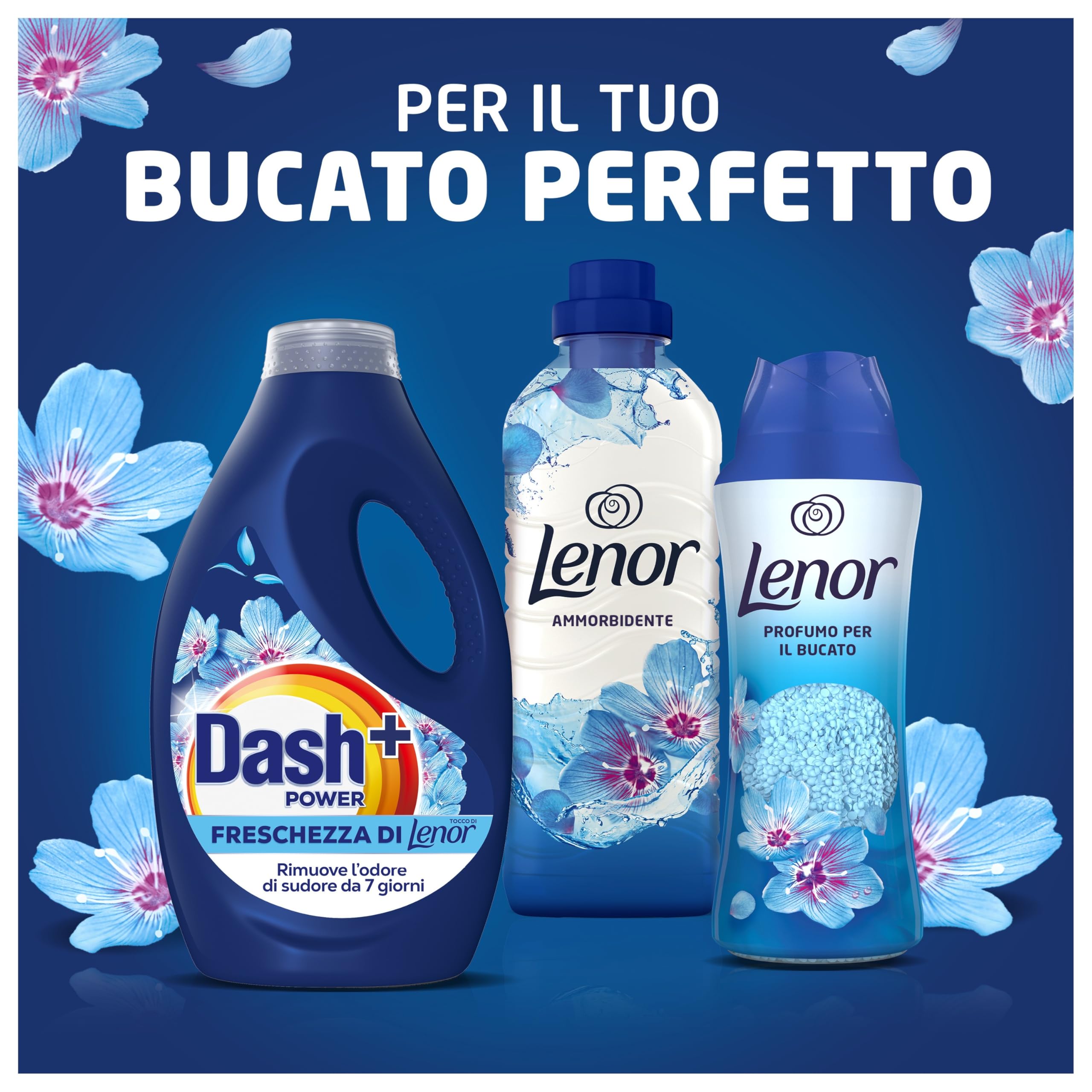 Dash Power Detersivo Liquido Lavatrice, 140 Lavaggi (4x35), Freschezza Di Lenor, Risveglio Primaverile, rimuove addirittura gli odori di sudore vecchi di 7 giorni, per una pulizia impeccabile