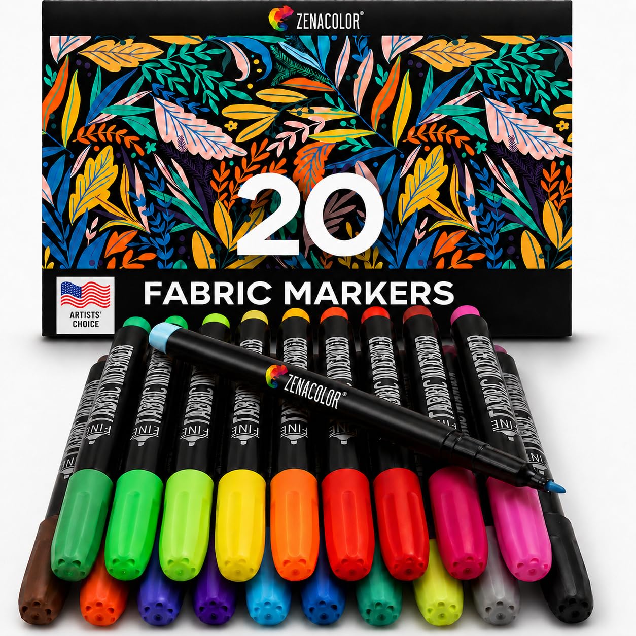 Amazon.com: Zenacolor 20 Fabric Markers Pens Set - Indelible and