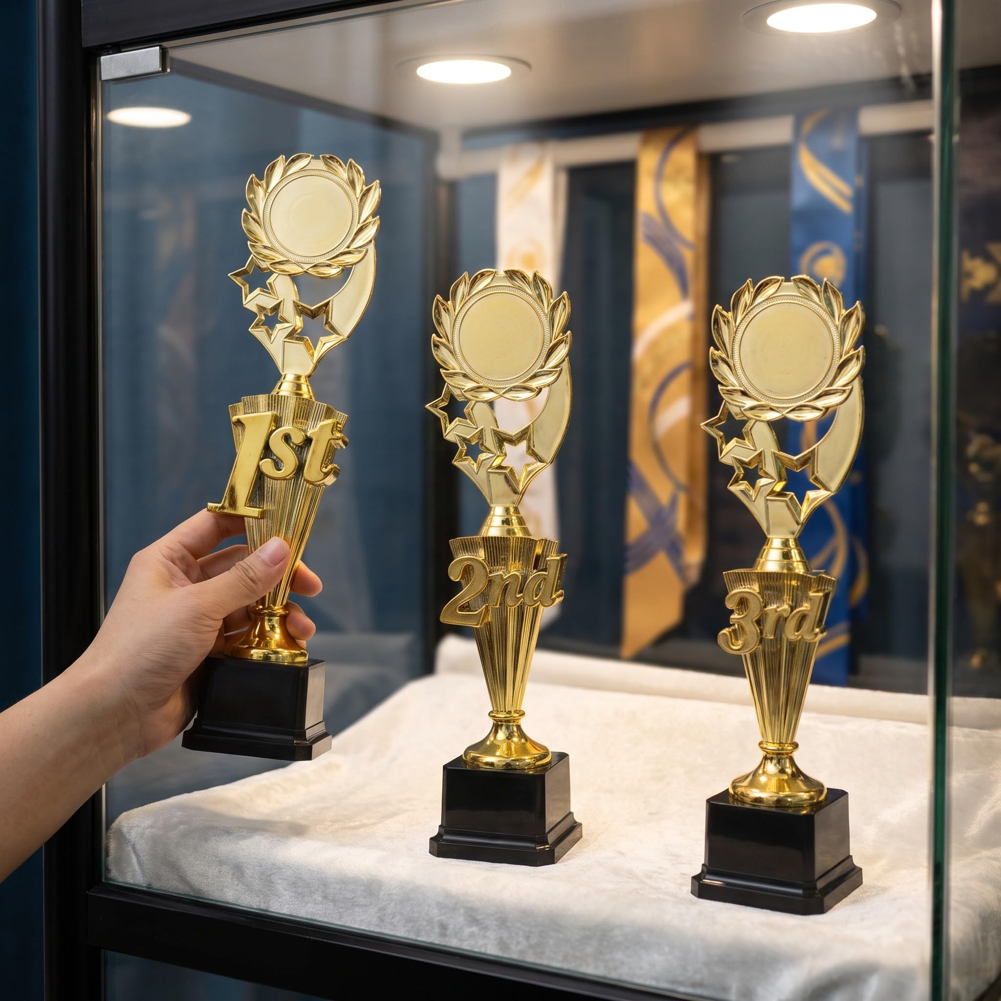 Veemoon Set di 3 trofei Sportivi, Coppa a Forma di Stella per tornei. | Premio per il 1°, 2° e 3° posto, divertente coppa premio per le competizioni di calcio, cerimonia di premiazione