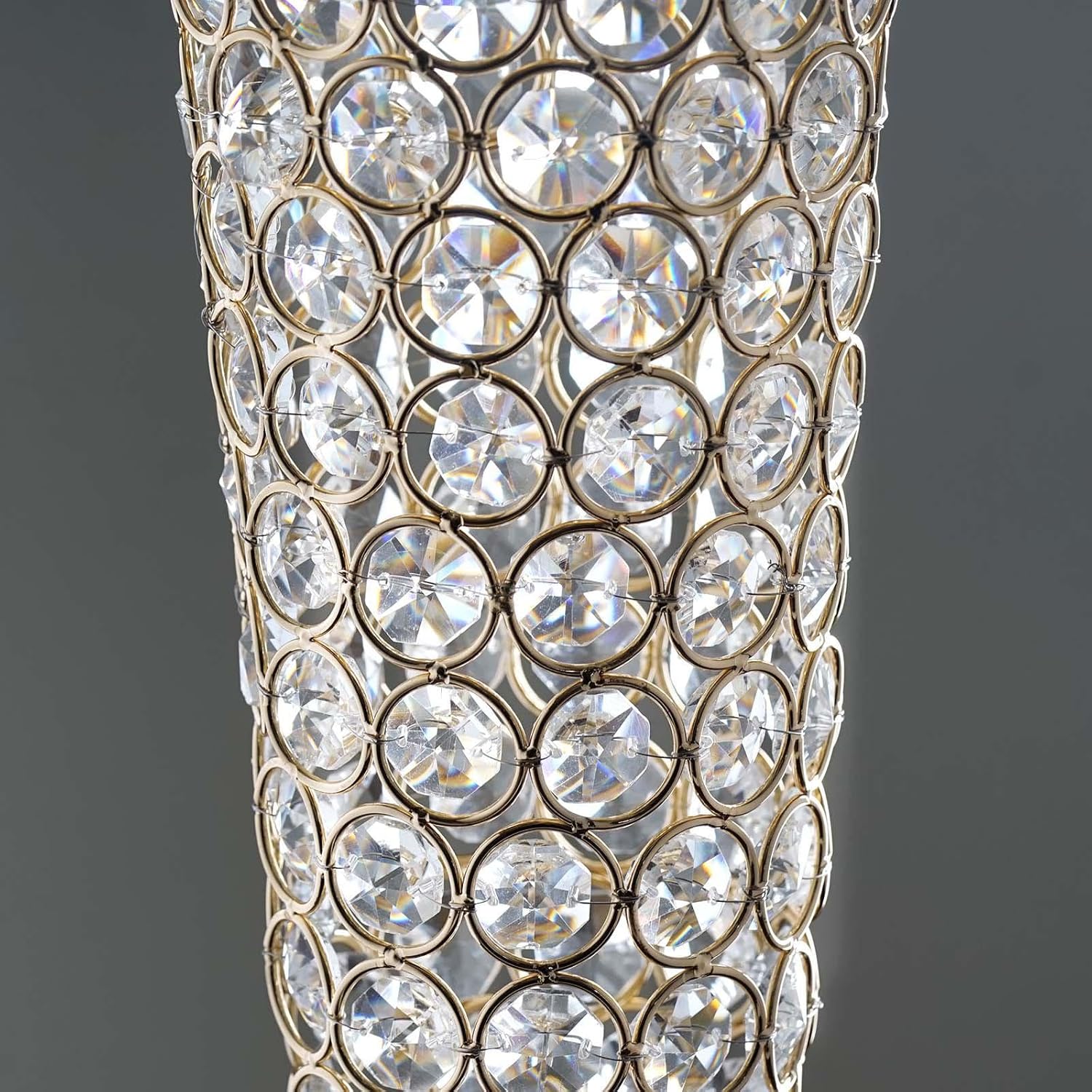 Efavormart 24" Metallic Gold and Crystal Beaded Hurricane Floral Vase Centerpiece