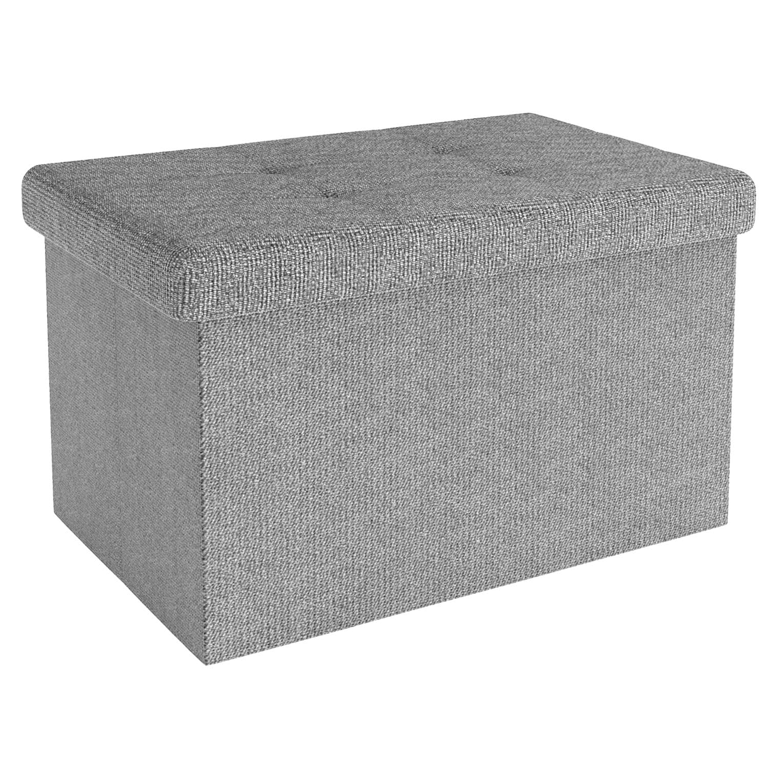 INTIRILIFE Taburete de Asiento Plegable 30x30x30 cm en Rojo Oscuro - Cubo de Asiento con Tapa y Espacio de Almacenamiento de Tela con Huecos - Cubo de Asiento reposapiés Plegable