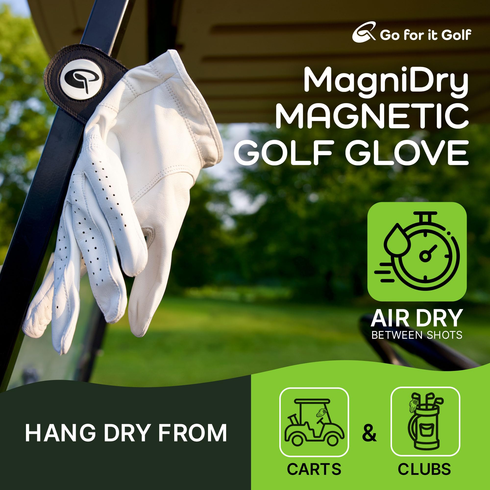 MagniDry Golf Glove – Voted #1 for Comfort at The Professional Golf Merchandise Show in Orlando – Premium Cabretta Leather, Magnet-Driven Airflow to Stay Dry Between Shots