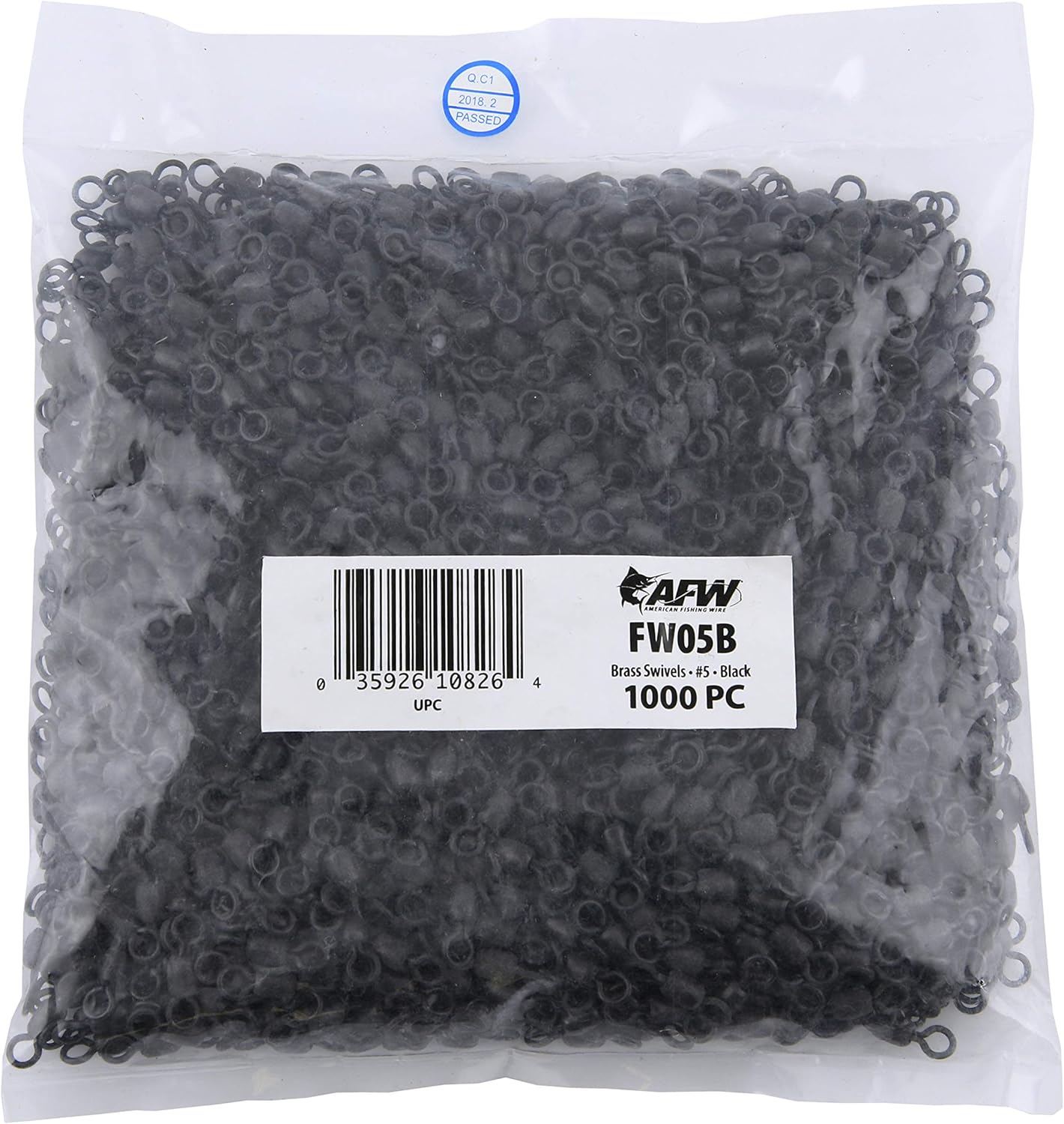 Brass Crane Swivels, Size #5, 90 lb (41 kg) Test, Black, 1,000 pc