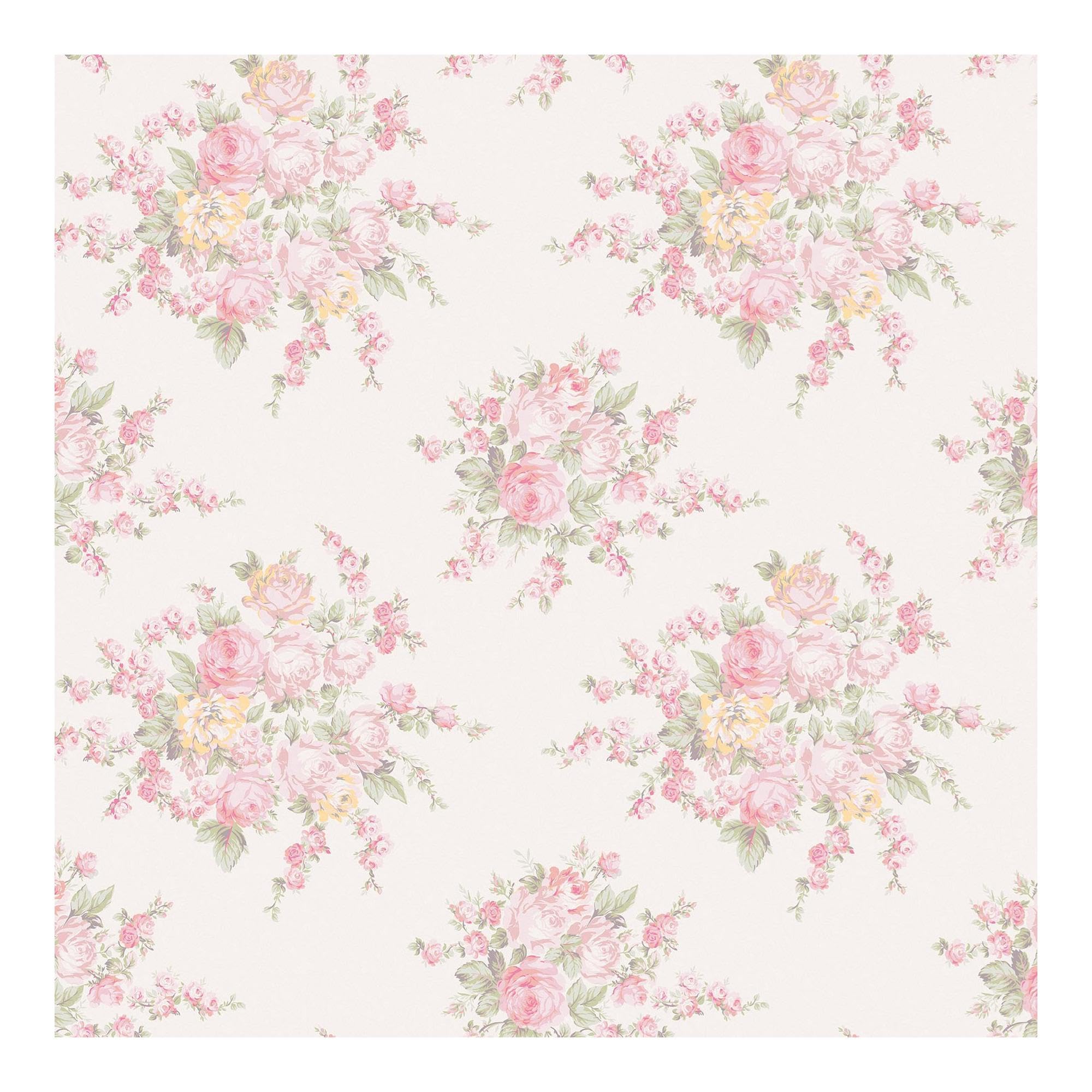 Shabby Chic Pink Rachel Ashwell Rose Blossom Wallpaper | Multi