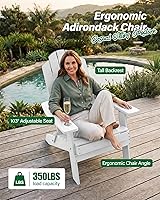 Vista 3 de MXIMU Silla Adirondack plegable para exteriores: fácil de montar y cómodas sillas Adirondack, juego de 2 sillas de plástico compuesto para todo tipo
