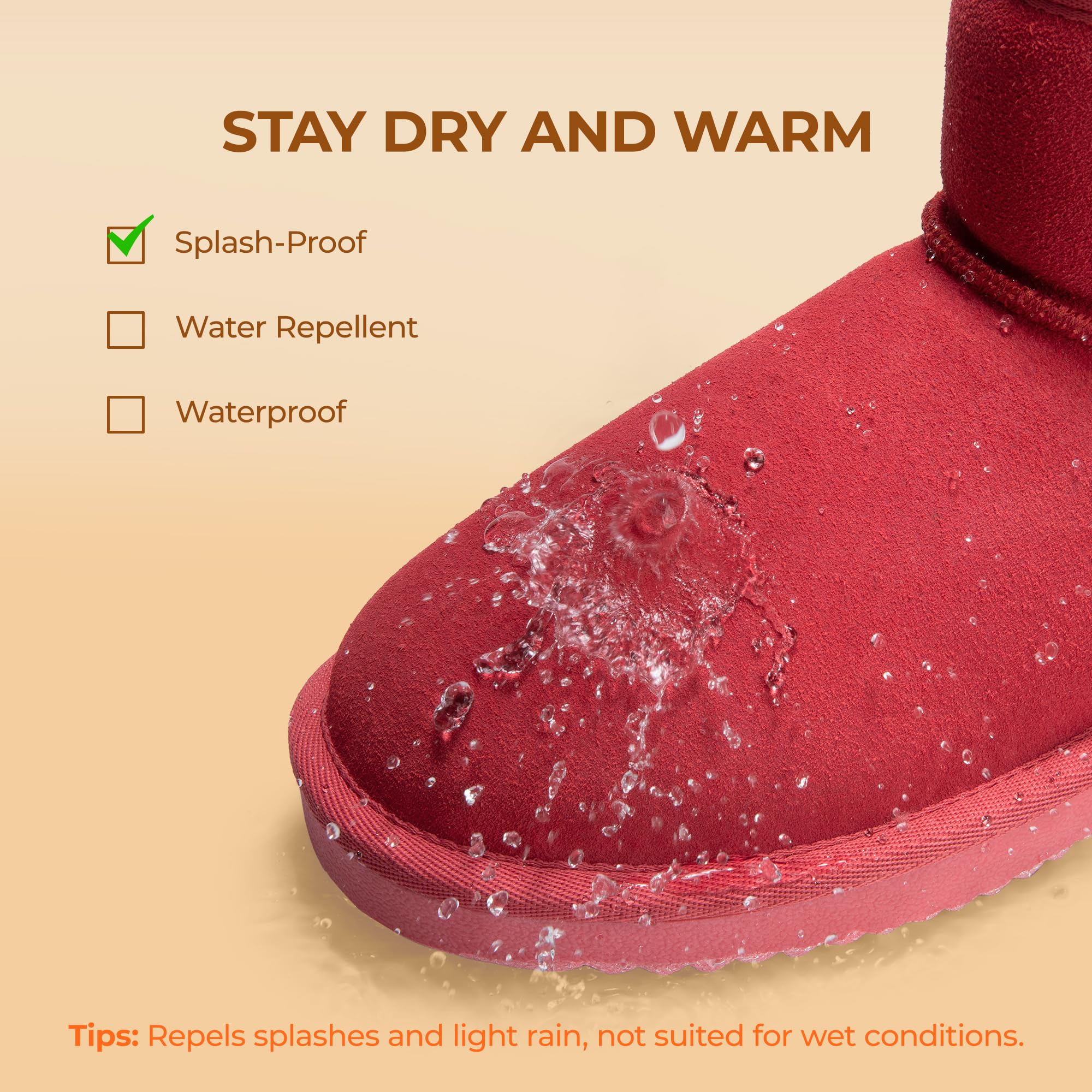 DREAM PAIRS Botas de nieve de invierno para mujer, de piel de ante auténtico, clásicas, cálidas, antideslizantes, cómodas, para exteriores e interiores