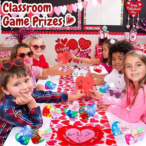 Miniatura 5 de Regalos para el día de San Valentín para niños, 40 mini juguetes pop con 40 tarjetas, tarjetas del día de San Valentín para el aula de niños,