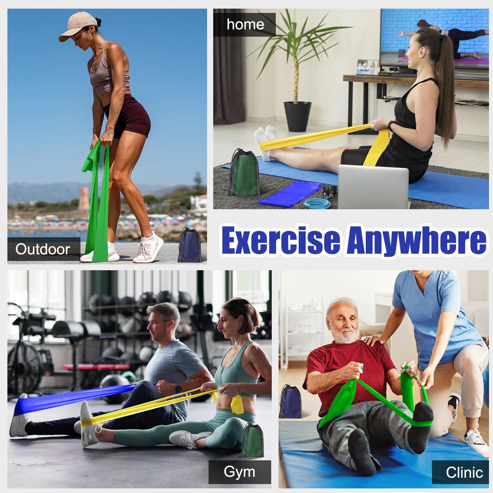 Latex Flat Resistance Bands for Physical Therapy and Rehab, Pilates, Yoga — Amazon image 7