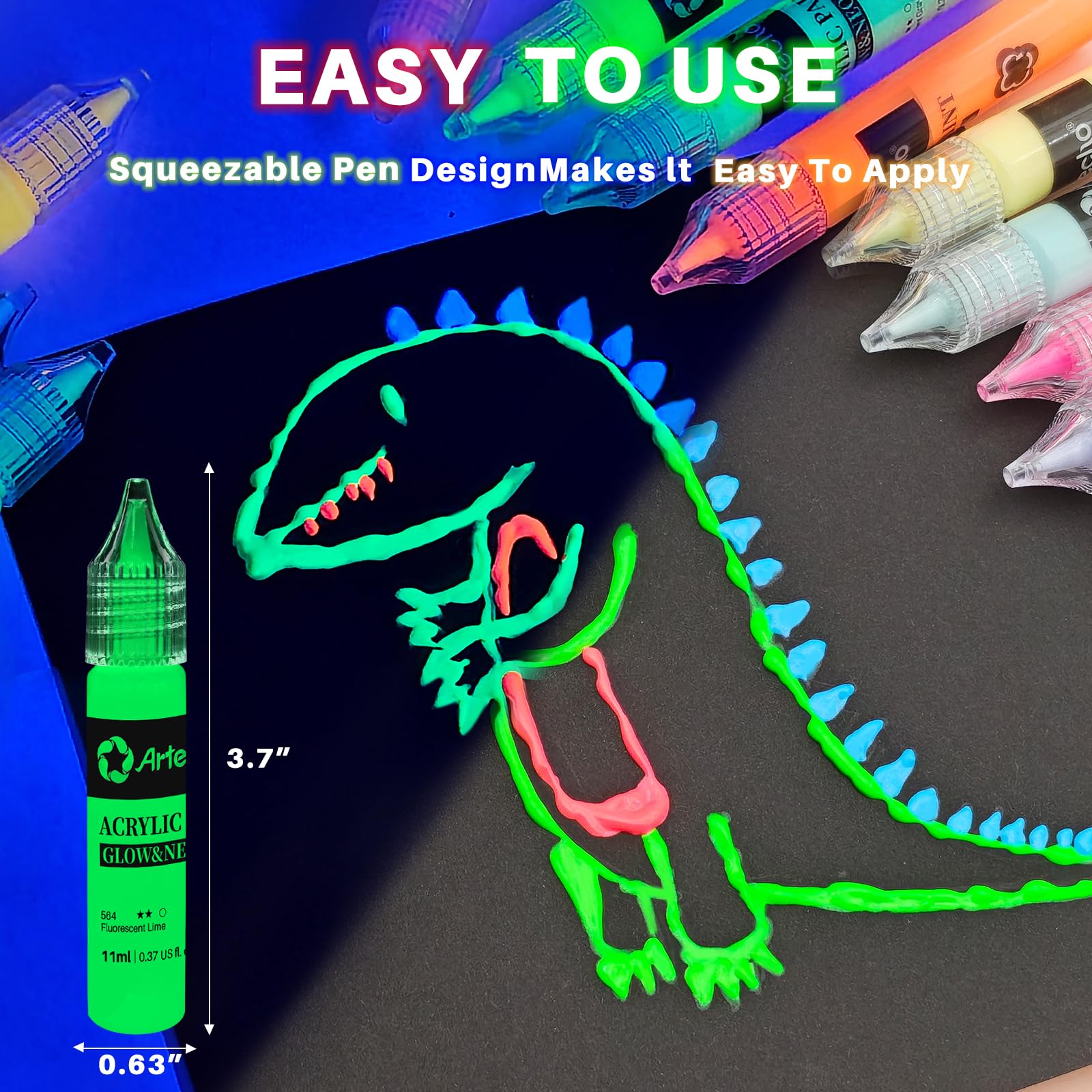 Amazon | Artecho グローインザダークペイント 18色 11ml アクリル