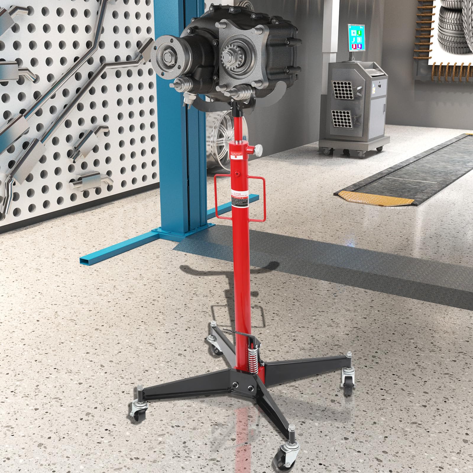 LALABU Hydraulischer Getriebeheber mit 500 kg Tragkraft, 110–190 cm Hubhöhe | Fußpedal für kraftsparendes Heben, fein kontrolliertes Absenken – für Werkstatt, Garage und Reparaturarbeiten