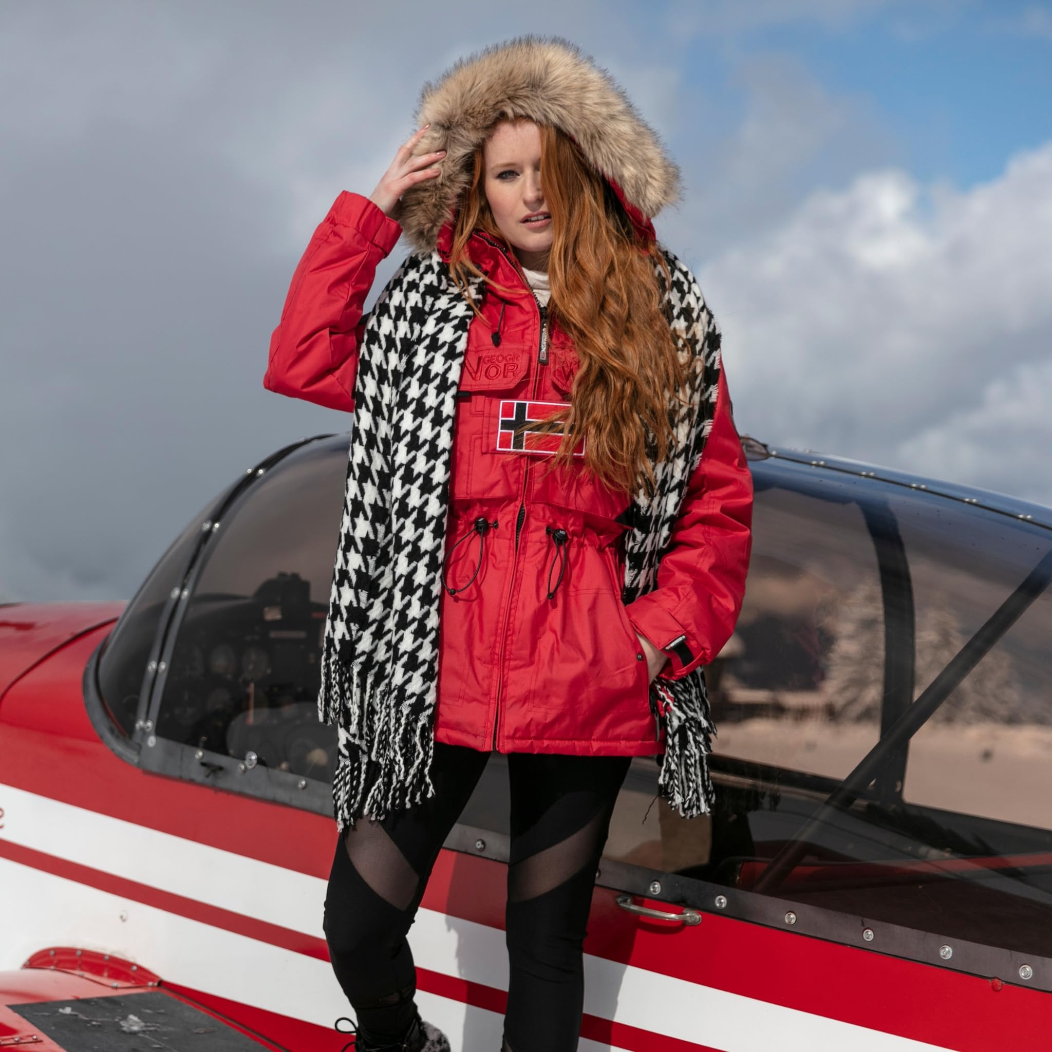 Geographical Norway Bellaciao Lady - Parka Ciente Mujeres Otoño Invierno - Abrigo Con Capucha De Piel Sintética - Chaqueta Corta De Viento - Rego Ide Esquí Mujeres