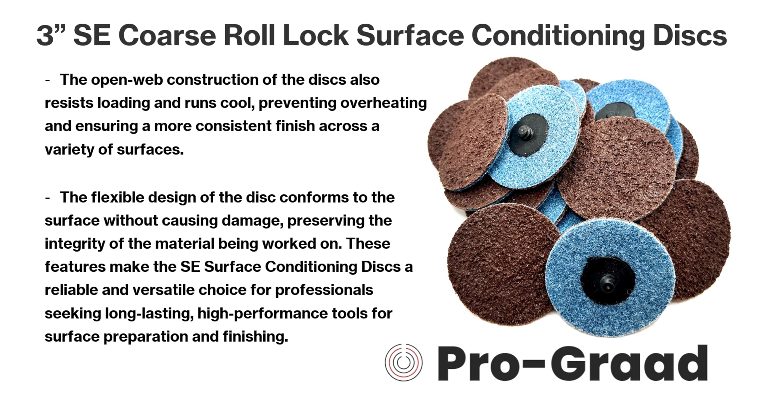 Disco de acondicionamiento de superficie no tejido resistente de 7.6 cm SE con bloqueo de rollo grueso, cambio rápido, para desbarbar, lijar, mezclar, pulir y eliminar pintura con respaldo