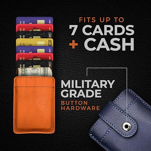 Miniatura 5 de DAILYCARRYCO. Cartera de cuero ultrafina Cartera delgada RFID para hombres Tarjetero de cuero genuino para hasta 7 tarjetas + dinero en efectivo