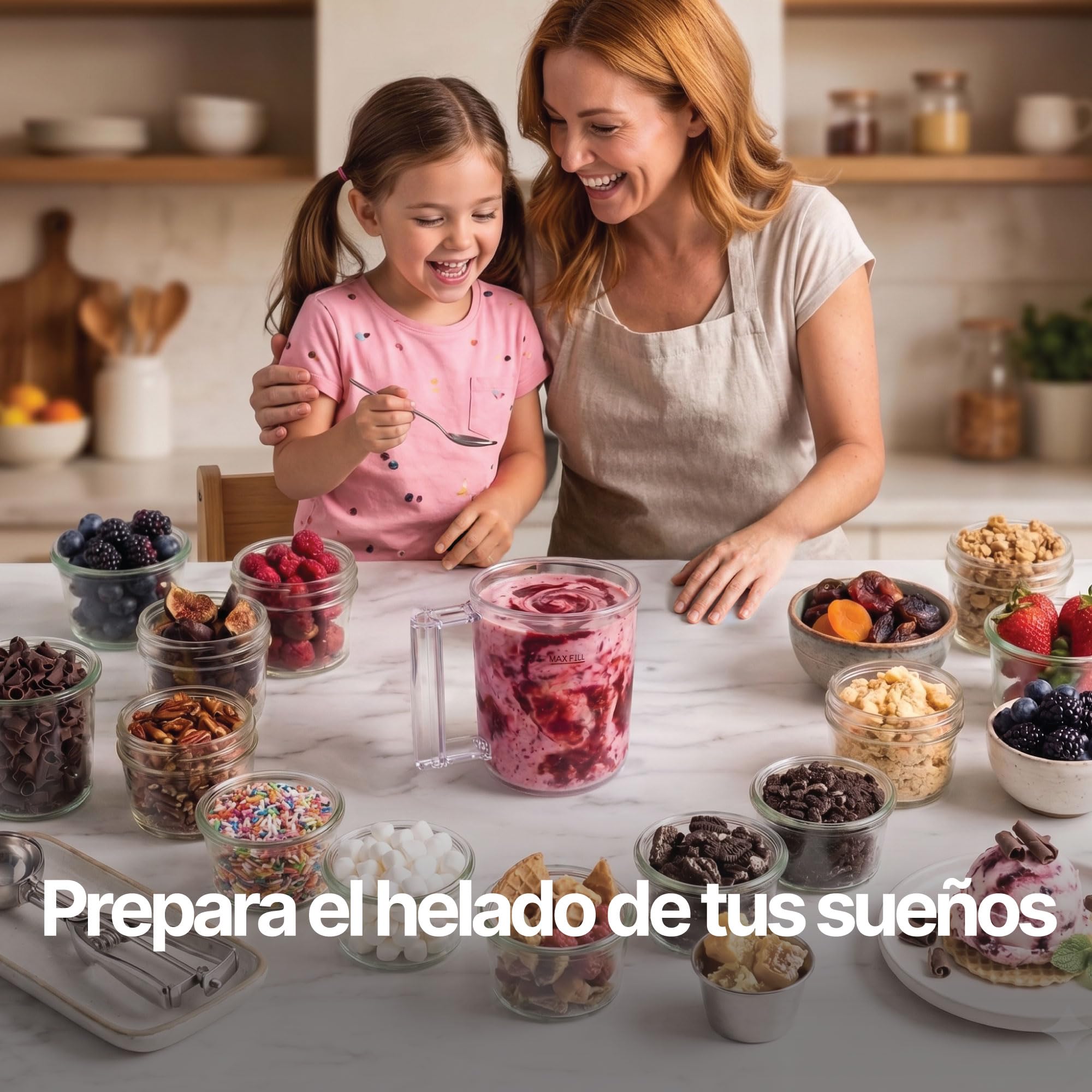 Seeger MultiCream Heladera, 10 programas en 1 | Helado, Sorbete, Batido, Granizado, Mezclas, Vegana, sin lácteos, 3 Tarrinas 500ml, Sin BPA, Máquina de Helados