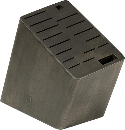 Shun Cutlery - Bloque de cuchillos en ángulo de 17 ranuras bloque de madera dura con atractiva mancha oscura auténtico bloque universal japonés para