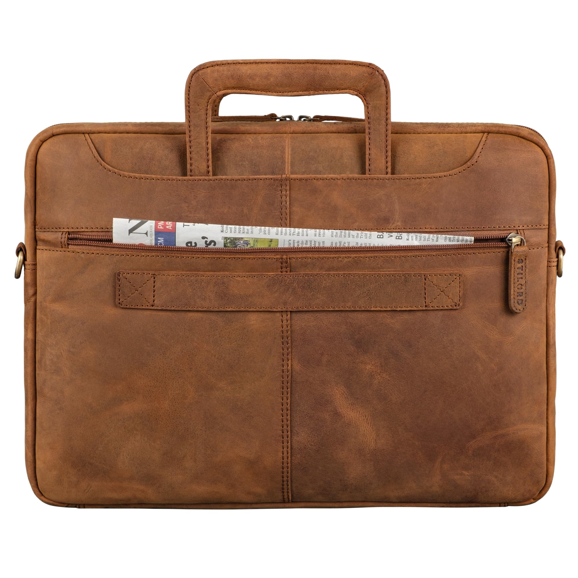 STILORD 'Farleigh' Maletin Portatil Compacto Cuero Bolso Hombre para Trabajo Negocios Viaje Funda ordenador Portatil 15.6 Pulgadas de Piel Auténtica